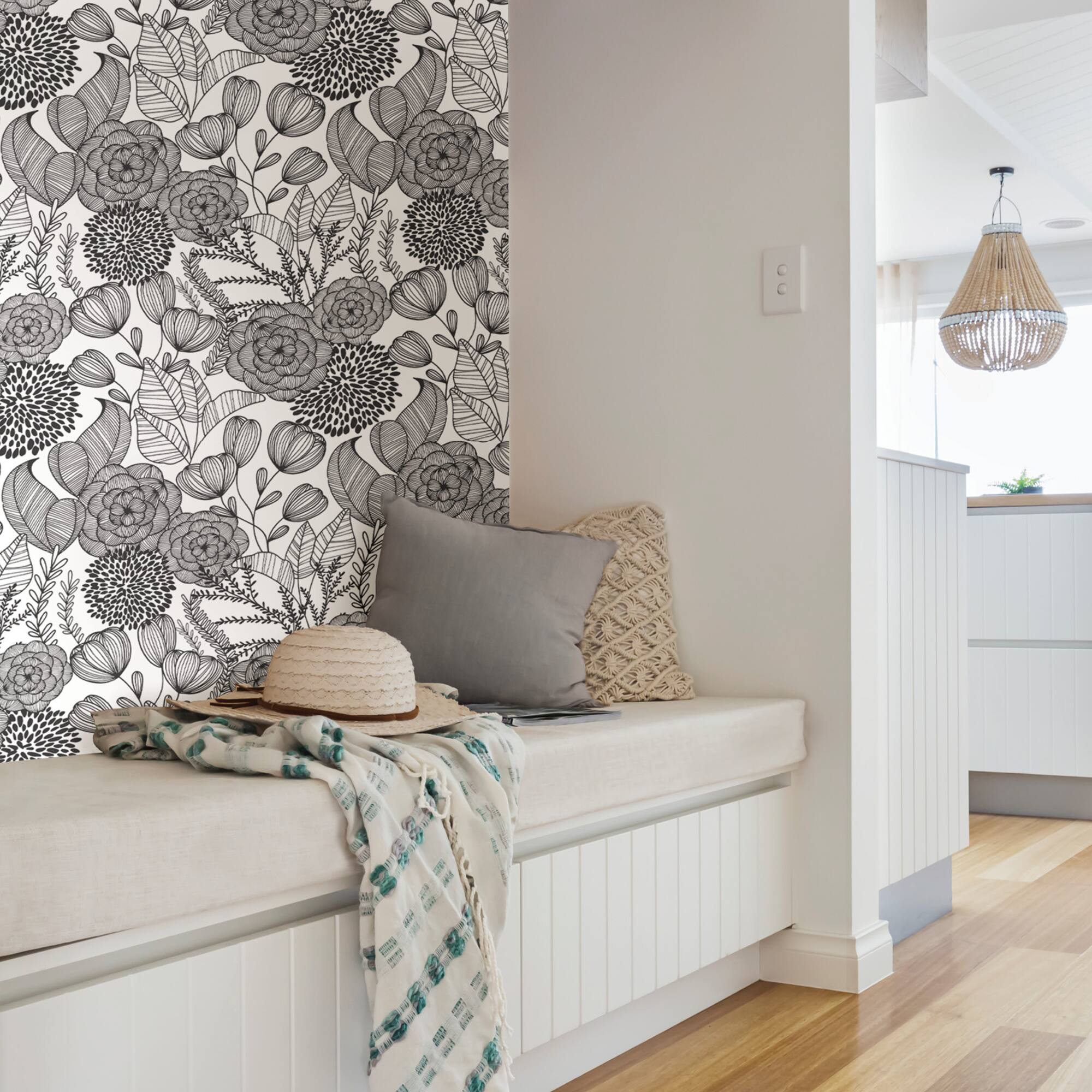 NuWallpaper Black Secret Garden Peel & Stick Wallpaper
